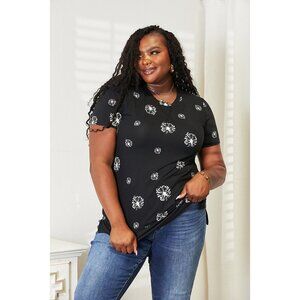 Double Take Dandelion Print Round Neck T-Shirt